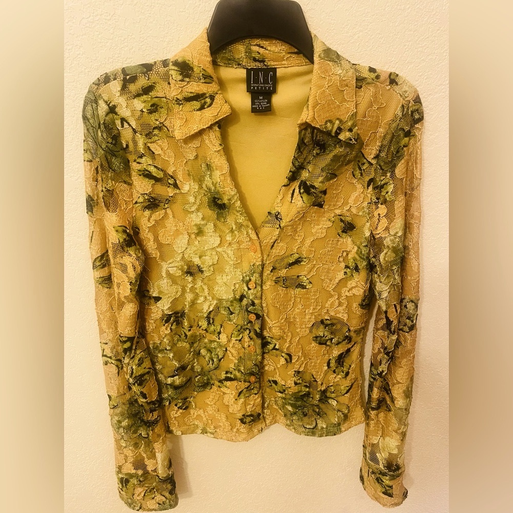 INC Long Sleeve Elegant Lace Blouse
